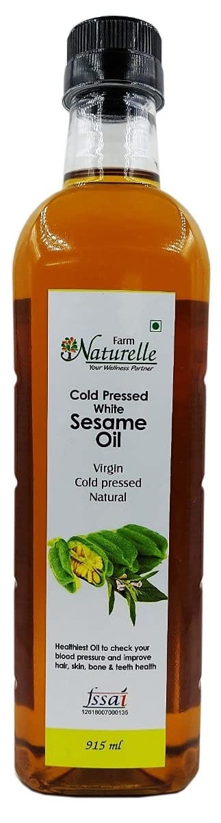 Farm Naturelle Virgin Sesame Oil -The Finest-FSSAI Certified-Sesame/Gingelly/Til Cooking Oil (Cold Pressed Extra Virgin-Kachi Ghani Process) (915ML X 1)