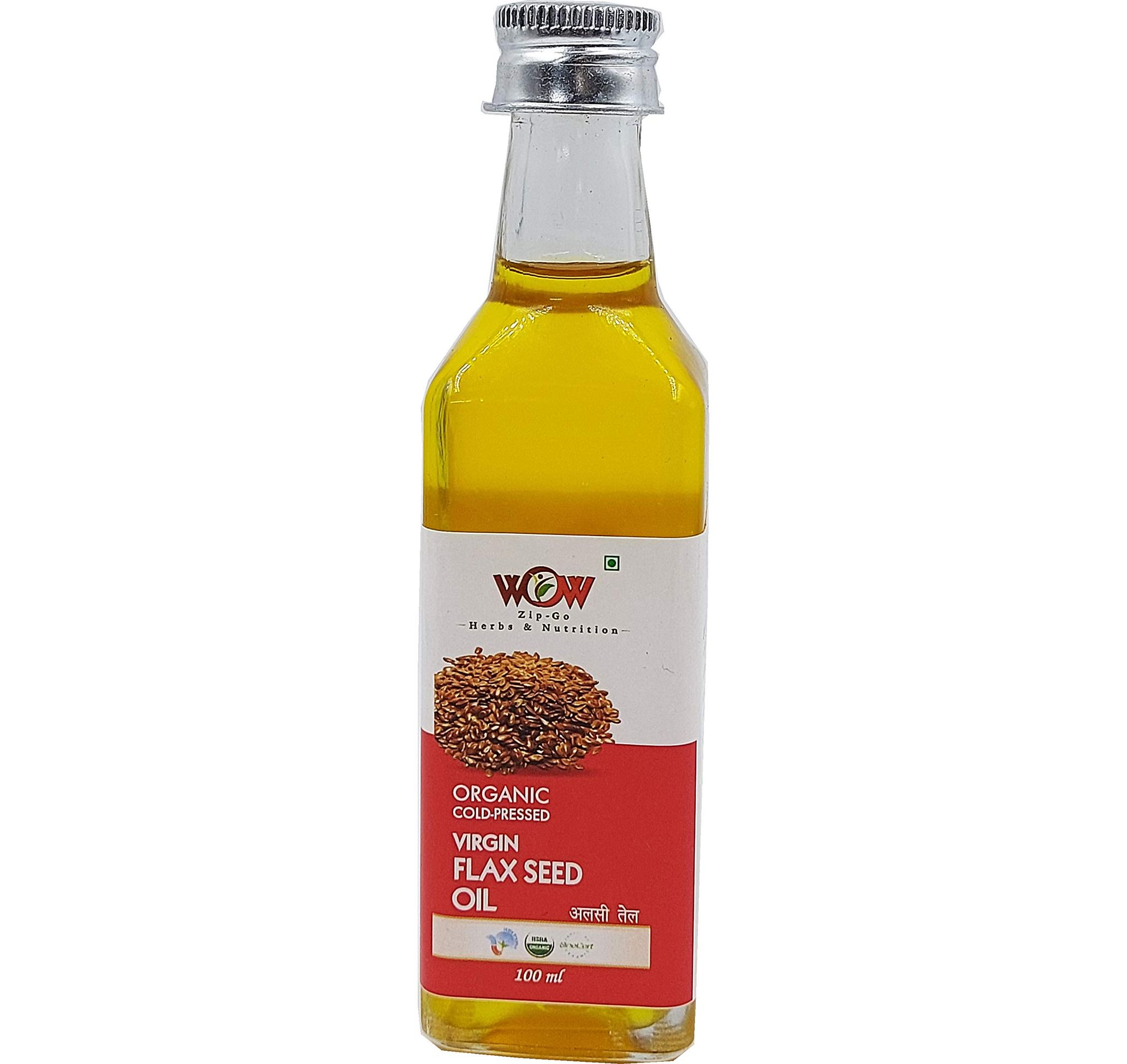 WOW ZIP - GO HERBS & NUTRITION 100% Pure Organic Flax Seed Oil Cooking Oil (Hindi-Alsi Oil) 100 Ml