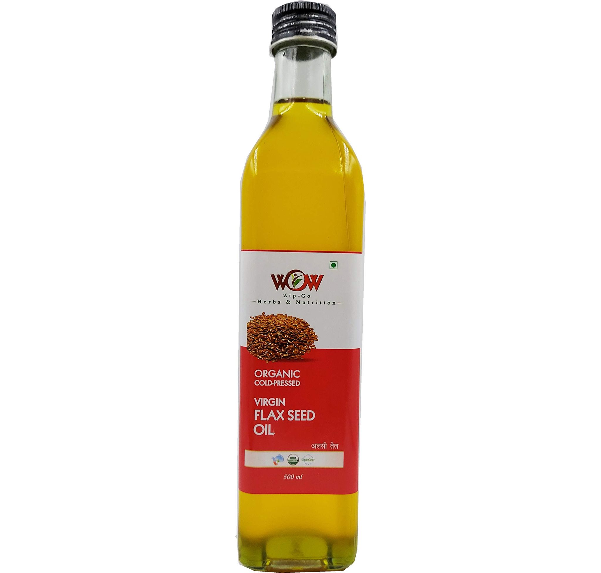 WOW ZIP - GO HERBS & NUTRITION 100% Pure Organic Flax Seed Oil Cooking Oil (Hindi-Alsi Oil) 500 Ml