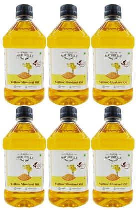 Farm Naturelle -6 Nos-Virgin Cold Pressed (Kachi Kacchi Ghani) Mustard Oil Pack 6 x 1LTR