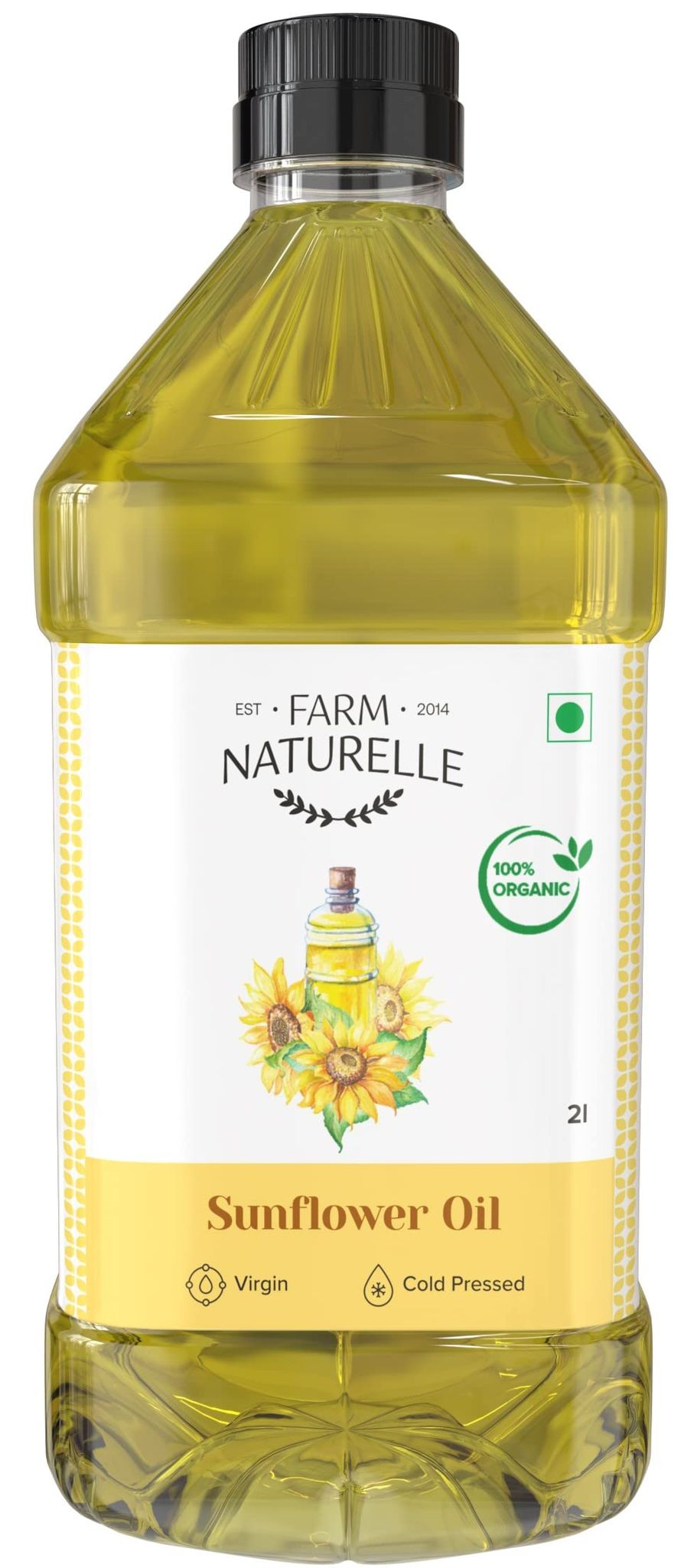 Farm Naturelle Organic Virgin Cold Pressed Sunflower Oil, (2 LTR)