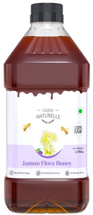 Farm Naturelle Jamun Flower Wild Forest Honey 2.75kg |100% Pure Honey| Raw & Unfiltered|Unprocessed|Lab Tested Honey In Glass Jar with Extra Spoon