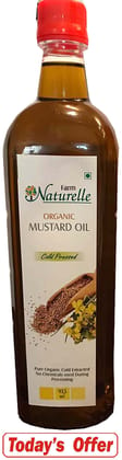 Farm Naturelle - Organic Cold Pressed Black Mustard Oil in Pet bottle 1 Ltr | Mustard Oil for Cooking | Good for heart health | Pure Oil For Roasting, Frying, Baking All type of Cuisines