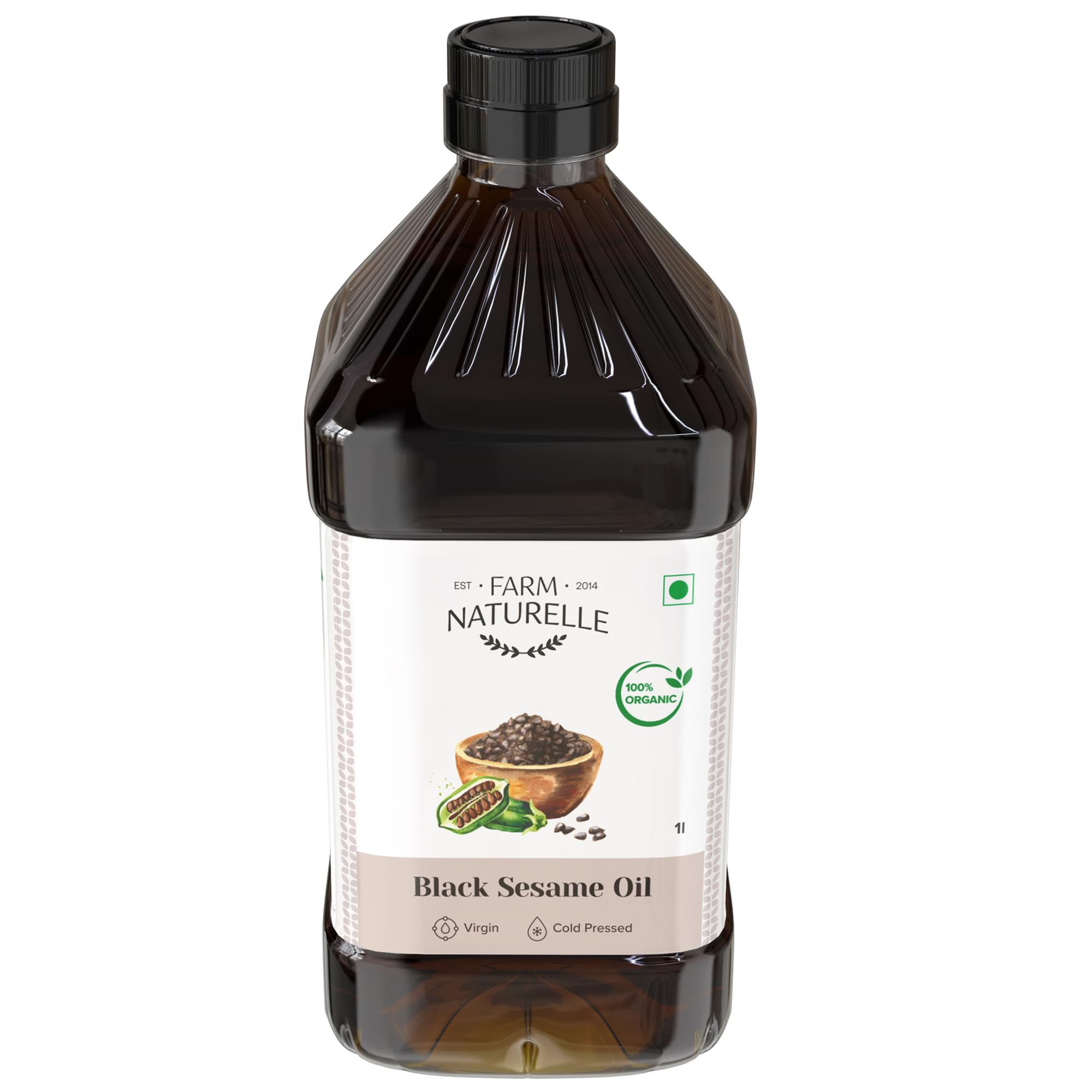 Farm Naturelle Organic Virgin Cold Pressed Black Sesame Seed Cooking Oil,? 1LTR