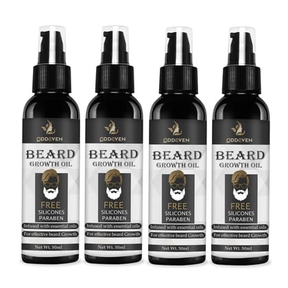 ODDEVEN Beard Growth Oil - 50ml - More Beard Growth, With Redensyl, Vitamin E, Nourishment & Strengthening, No Harmful Chemical(PACK OF 4)