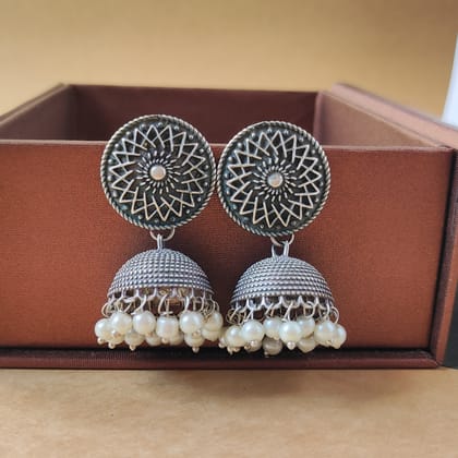 Silver look alike oxidized jhumka earring for women and girl