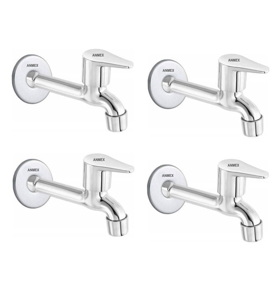 ANMEX SS Jazz Long body Tap for Kitchen and Bathroom SS Chrome Finish With Wall Flange SET OF 4