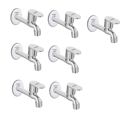 ANMEX SS OVAL Long body Tap for Kitchen and Bathroom SS Chrome Finish With Wall Flange SET OF 7