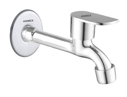 ANMEX SS OVAL-S Long body Tap for Kitchen and Bathroom SS Chrome Finish With Wall Flange SET OF 1