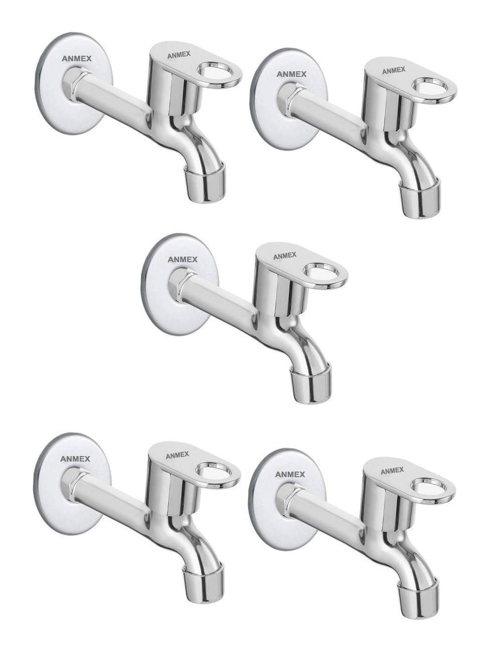 ANMEX SS MAXX Long body Tap for Kitchen and Bathroom SS Chrome Finish With Wall Flange SET OF 5