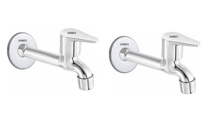 ANMEX SS Jazz Long body Tap for Kitchen and Bathroom SS Chrome Finish With Wall Flange SET OF 2