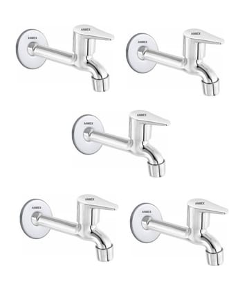 ANMEX SS Jazz Long body Tap for Kitchen and Bathroom SS Chrome Finish With Wall Flange SET OF 5