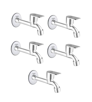 ANMEX SS OVAL-S Long body Tap for Kitchen and Bathroom SS Chrome Finish With Wall Flange SET OF 5