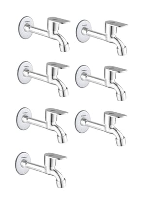 ANMEX SS OVAL-S Long body Tap for Kitchen and Bathroom SS Chrome Finish With Wall Flange SET OF 7