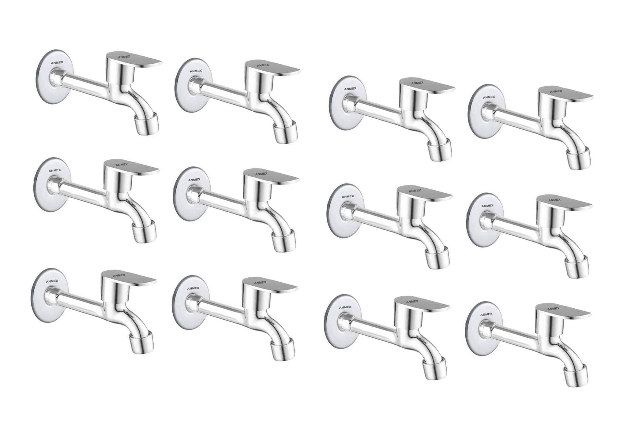 ANMEX SS OVAL-S Long body Tap for Kitchen and Bathroom SS Chrome Finish With Wall Flange SET OF 12