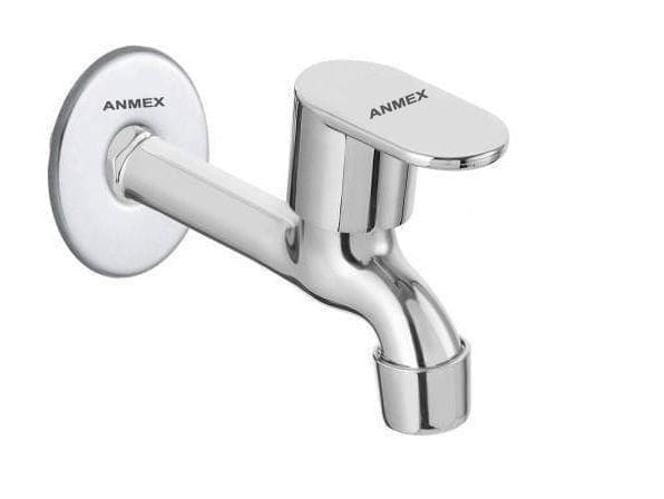 ANMEX SS OVAL Long body Tap for Kitchen and Bathroom SS Chrome Finish With Wall Flange SET OF 1