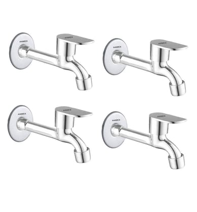 ANMEX SS OVAL-S Long body Tap for Kitchen and Bathroom SS Chrome Finish With Wall Flange SET OF 4