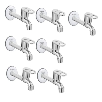 ANMEX SS MAXX Long body Tap for Kitchen and Bathroom SS Chrome Finish With Wall Flange SET OF 7