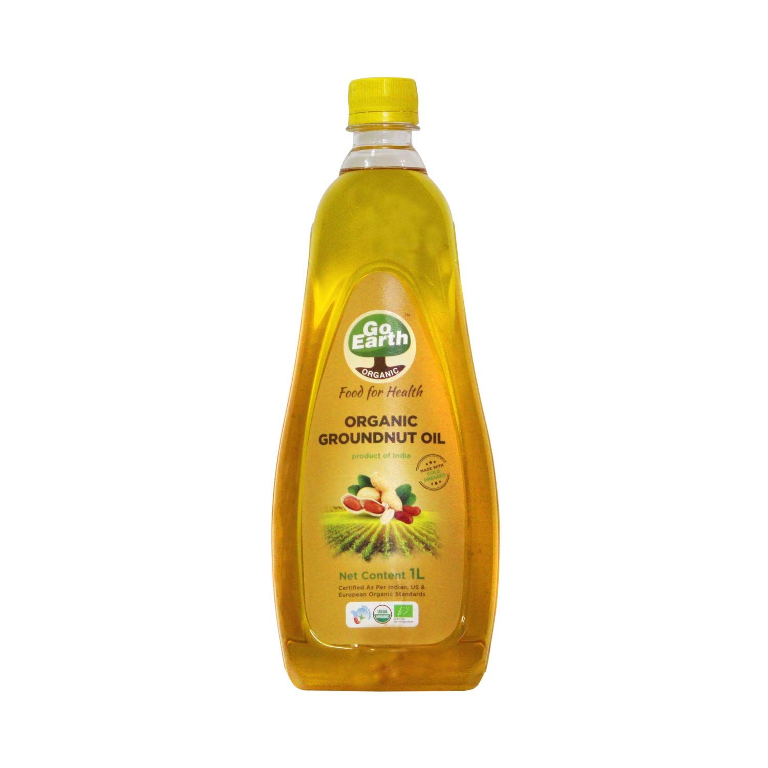 Go Earth Organic Cold Pressed Peanut/Groundnut Oil 1Ltr