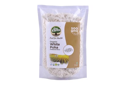 Go Earth Organic White  Poha/Flattened Rice, 500g