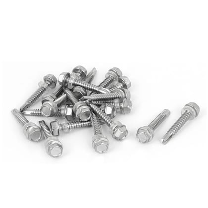 RKGD Stainless Steel SS410 Self Drilling Screw Sheet Metal Tek Screws Driller Roofing Screw (HEX #12 x 68 mm, 25 pcs)