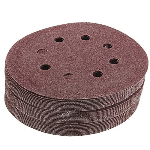 H9 Round Sandpaper 8-Hole Hook & Loop Sanding Disc 5 inch for Orbital Circular Sander 125mm (P120, 50)