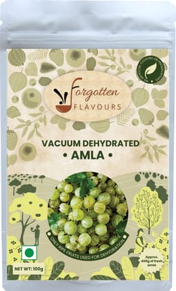 Forgotten Flavours Vaccum Dehydrated Amla Candy | GooseBerry | All Natural | No Artificial Preservatives or Color | No Added Sulphur (Pack of 1, 100 gms)