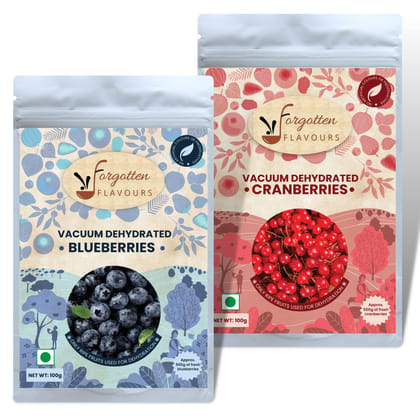 Forgotten Flavours Dehydrated blueberry | Dried Fruits and Berries |Fruit Candy And Dehydrated Cranberry | Dried Fruits and Berries | Combo of 2