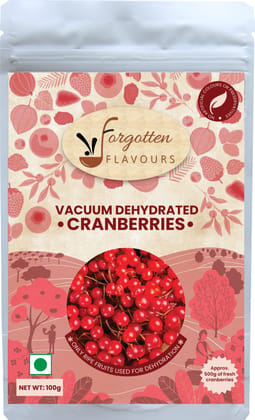 Forgotten Flavours Dehydrated Cranberry | Dried Fruits and Berries | Vaccum Dehydrated | No Artificial Preservatives or Color | No Added Sulphur (Mid, 1)