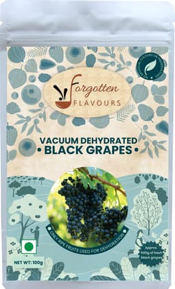 Forgotten Flavours Dehydrated Black Grape | Dried Grape Fruit | Vacuum Dehydrated | No Artificial Preservatives or Color | No Added Sulphur