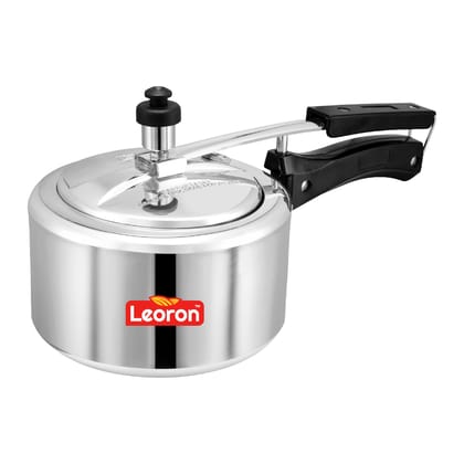 Leoron Aluminium Outer Lid Pressure Cooker 2 Litres IB (Silver)