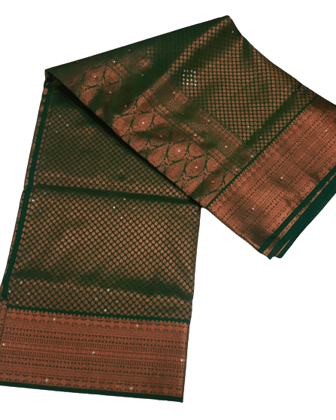 Women Semi Pattu Saree Silk Blend Saree 5000 stones with   perfect green color saree with self  pallu and blouse