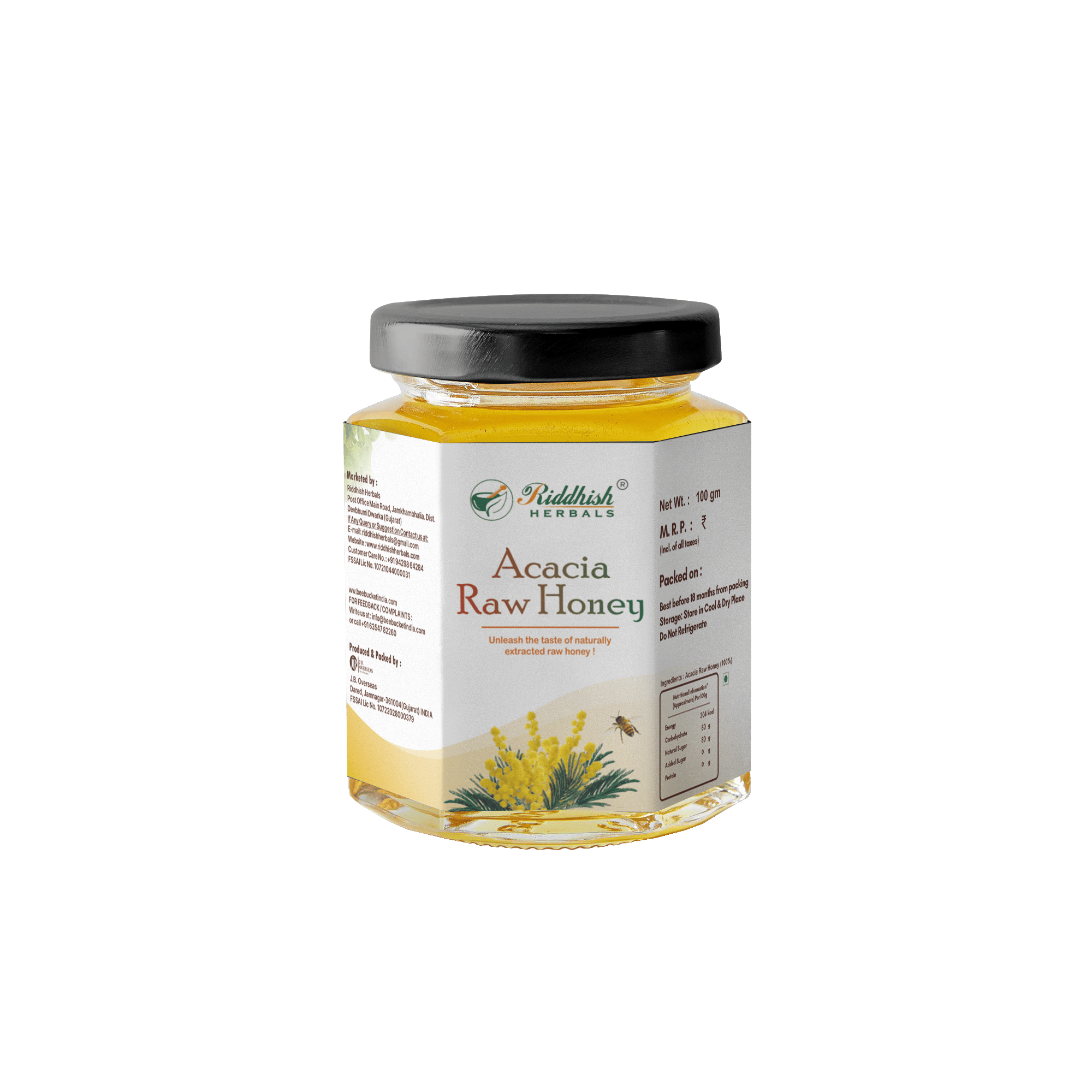 Riddhish Herbals Acacia Raw Honey 100gm (Region : Jammu & Kashmir)