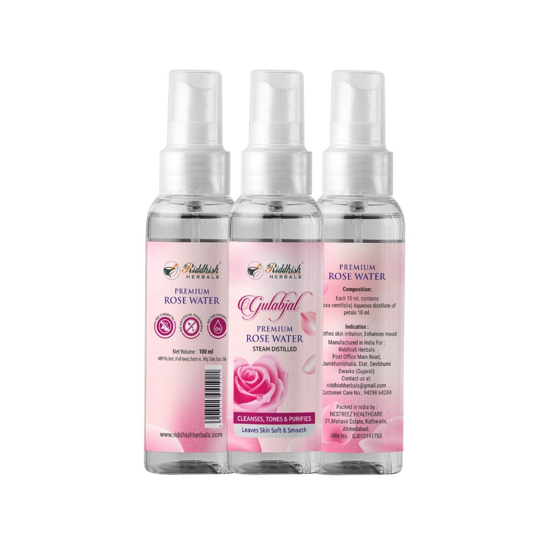 Riddhish Herbals Rose Water - bottle (100 ml Each) combo pack (2)