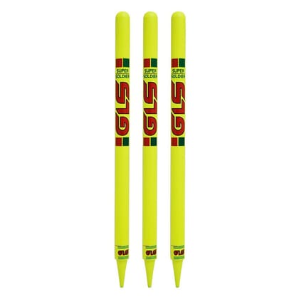 GLS Super Solider Heavy Cricket Wooden Set with BAILS (Pack of 3 PCS with 2 BAILS)(Color - Yellow)