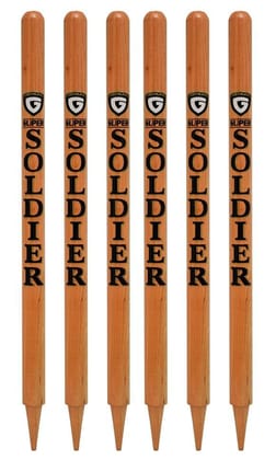 GLS Super Solider Natural Finish Heavy Cricket Wooden Set (Pack of 6 PCS + 4 BAILS)(Color - Natural Finish)