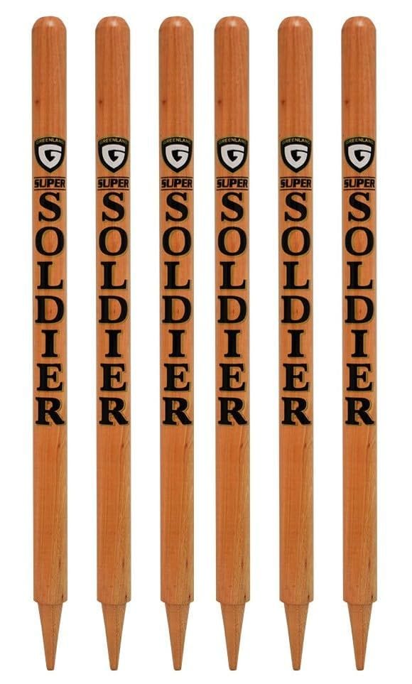 GLS Super Solider Natural Finish Heavy Cricket Wooden Set (Pack of 6 PCS + 4 BAILS)(Color - Natural Finish)