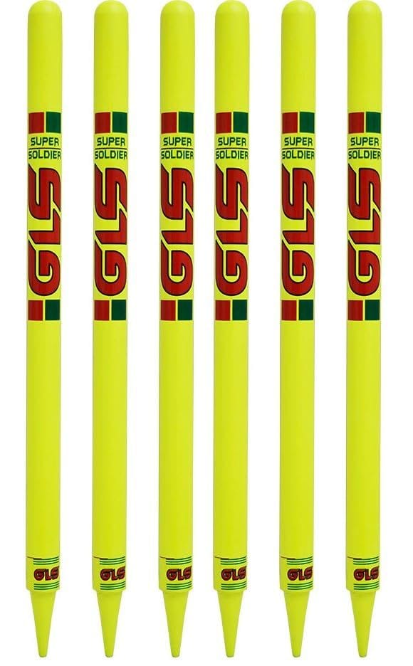 GLS Super Solider Deco Painted Heavy Cricket Wooden Set (Pack of 6 PCS)(Color - Yellow)