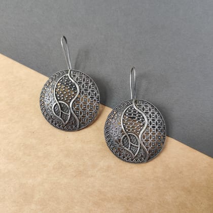 Silver look alike oxidized dangler earrings for women