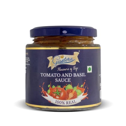 Gustora 100% Real Flavorful Tomato And Basil Sauce I Non - GMO | No added Color or Preservatives - 200gm