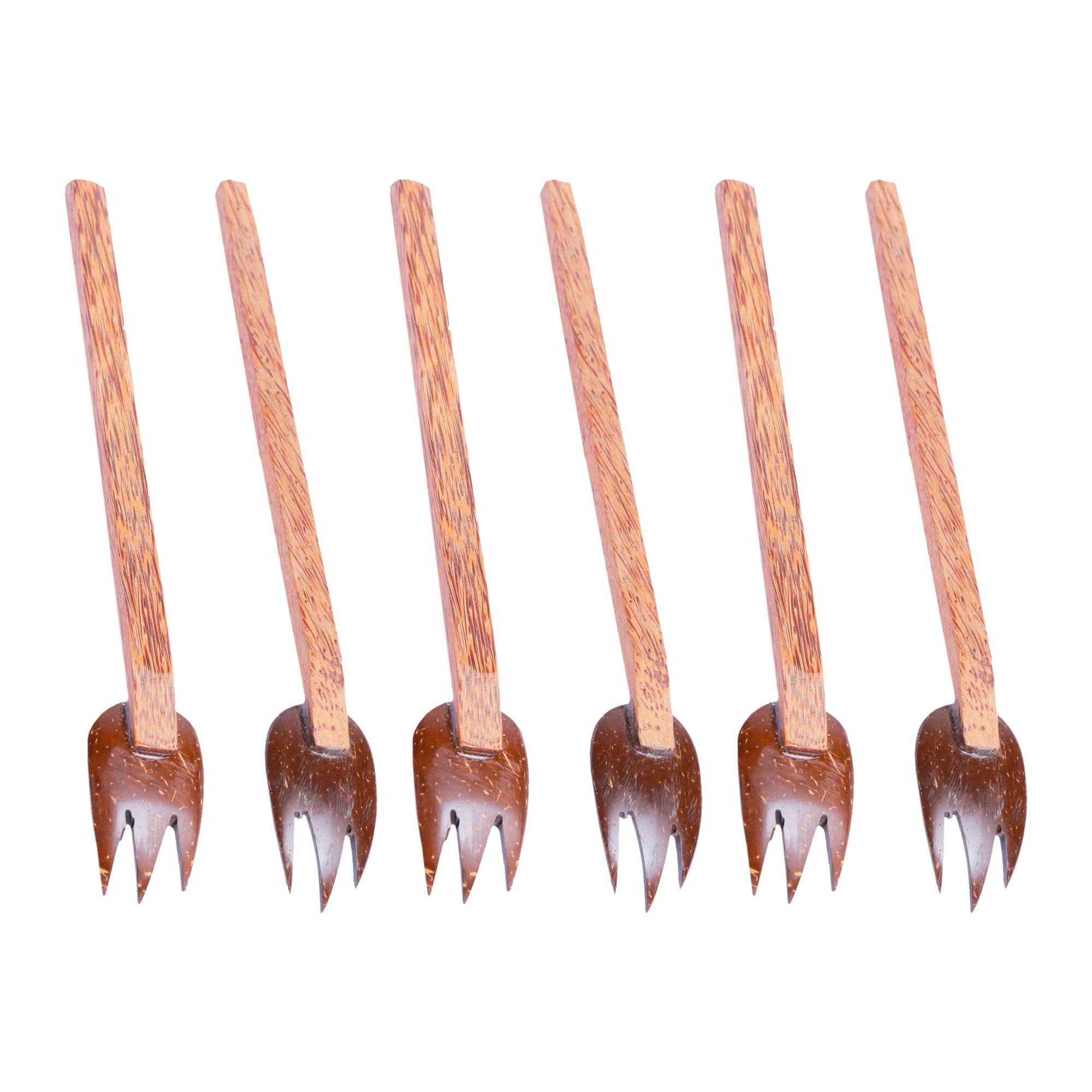 Eco-friendly Handmade Coconut Shell Small Fork (Pack of 6) – Made with Coconut Shell & Coconut Wood