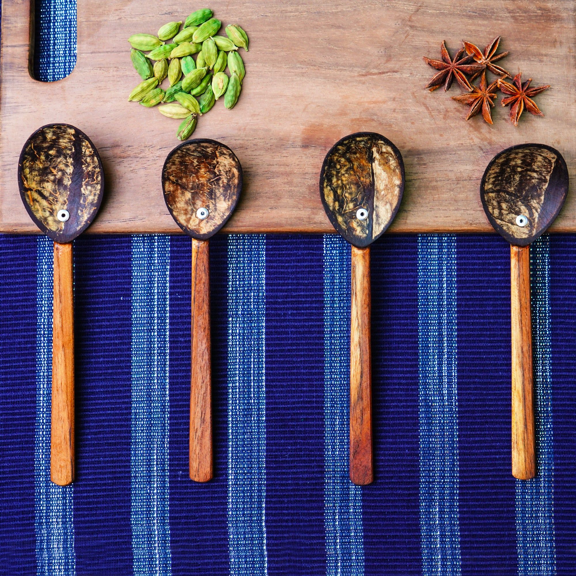 Eco-friendly Handmade Coconut Shell small Spoon (Pack of 4) – Made with Coconut Shell & Coconut Wood