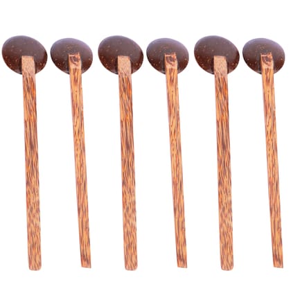 Eco-friendly Handmade Coconut Shell Small spoon (Pack of 6) – Made with Coconut Shell & Coconut Wood