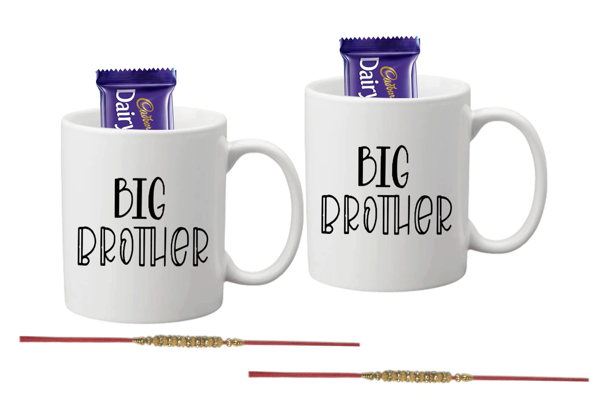 Loops n Knots Big Brother Special Combo: 2 Chocolates, 2 Rakhi, 2 Printed Mugs