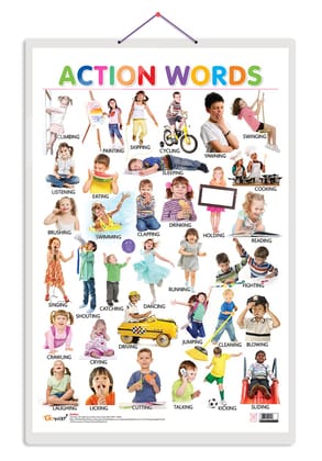 Action Words Early Learning Educational Chart for Kids | 20"X30" inch |Non-Tearable and Waterproof | Double Sided Laminated | Perfect for Homeschooling, Kindergarten and Nursery Students