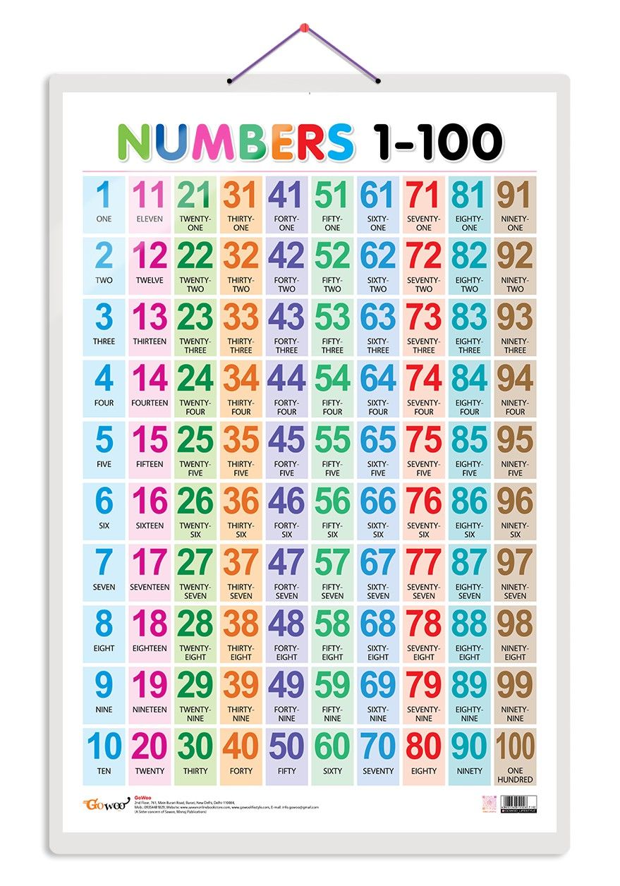 Numbers 1-100 Early Learning Educational Chart for Kids | 20"X30" inch |Non-Tearable and Waterproof | Double Sided Laminated | Perfect for Homeschooling, Kindergarten and Nursery Students