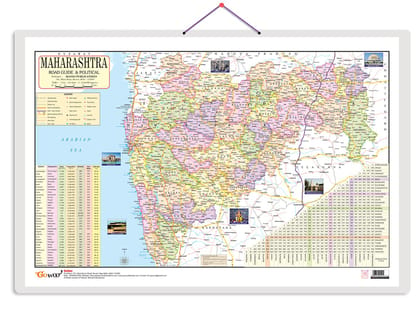 Maharashtra Road Guide & Political Map Educational Charts | 20"X30" inch |Non-Tearable and Waterproof | Double Sided Laminated |Useful For Preparation Of SSC, UPSC, RRB, IES, and other exams