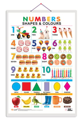 Numbers, Shapes & Colours Early Learning Educational Chart for Kids | 20"X30" inch |Non-Tearable and Waterproof | Double Sided Laminated | Perfect for Homeschooling, Kindergarten and Nursery Students