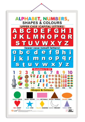 Alphabet, Numbers, Shapes & Colours 1 Early Learning Educational Chart for Kids | 20"X30" inch |Non-Tearable and Waterproof | Double Sided Laminated | Perfect for Homeschooling, Kindergarten and Nursery Students