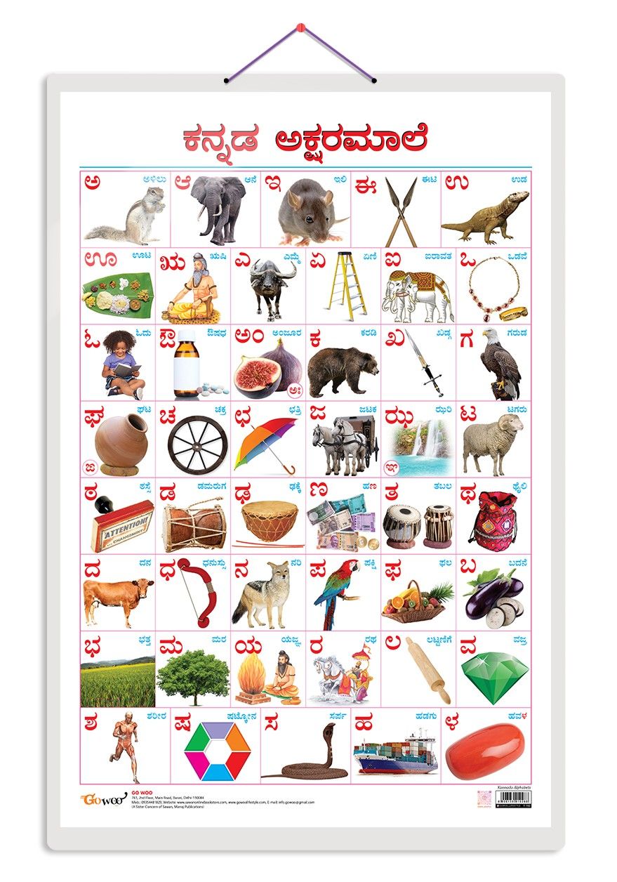 Kannada Alphabet Early Learning Educational Chart for Kids | 20"X30" inch |Non-Tearable and Waterproof | Double Sided Laminated | Perfect for Homeschooling, Kindergarten and Nursery Students